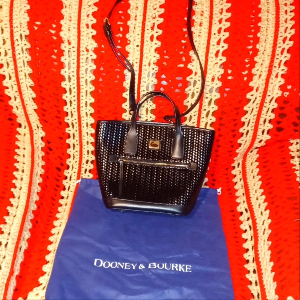 Dooney & Bourke Black Camden Woven Small Convertible Tote